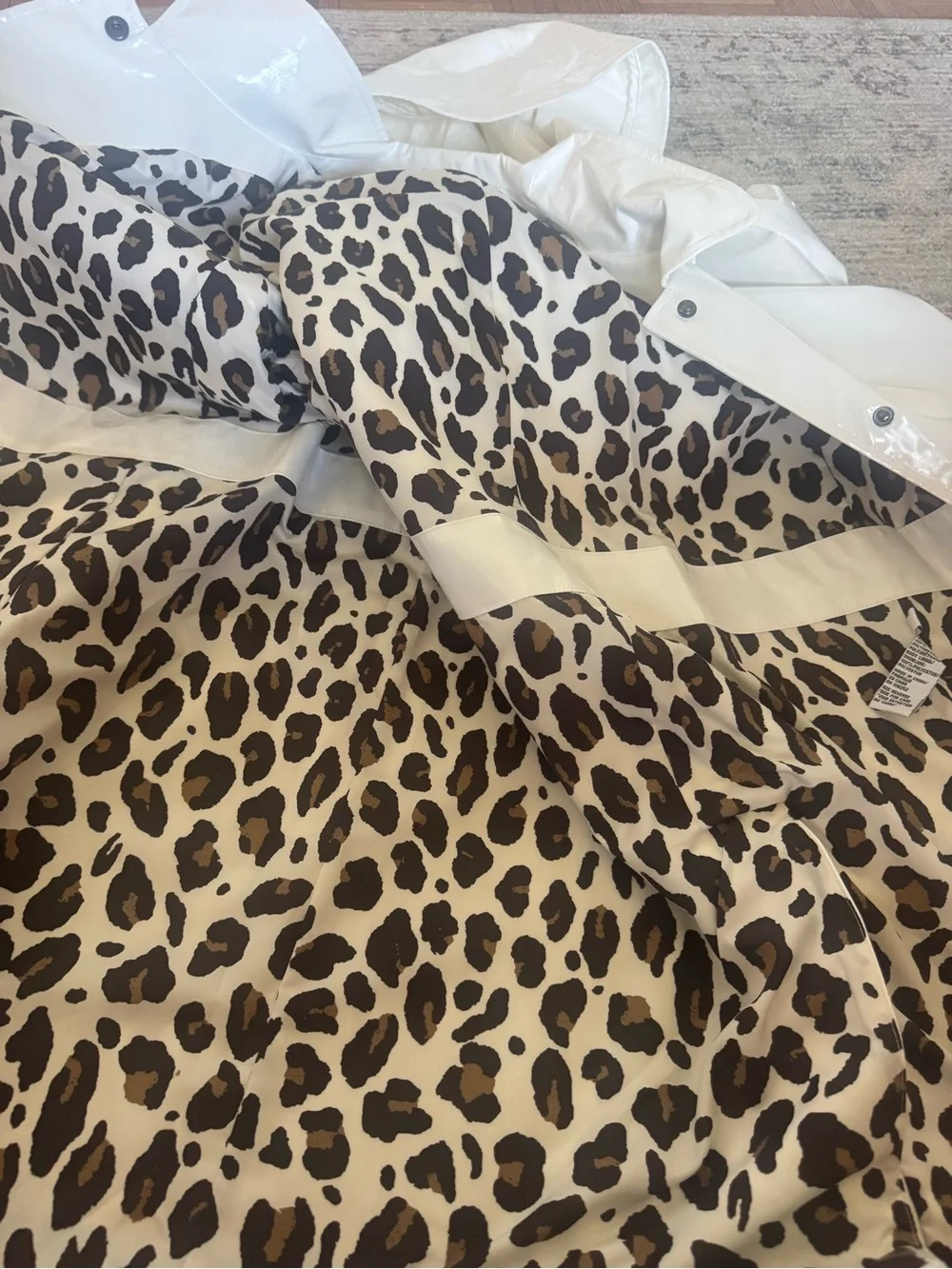 Jane Post White Double-Breasted Trench Coat with Black Buttons